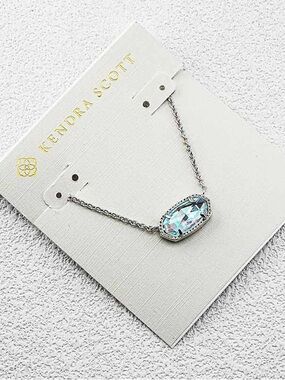 Kendra Scott Silver Chain Necklace with Blue Iridescent Stone